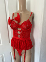 HALLOWEEN DEVIL RED LINGERIE BODYSUIT