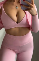 HOT GIRL WALK PINK ACTIVEWEAR GYM 3 PIECE SET