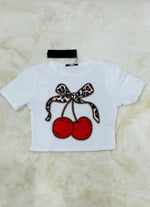 LEOPARD BOW CHERRY GRAPHIC CROP TOP