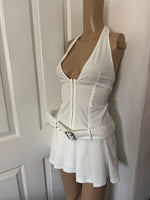 HALLOWEEN ANGEL WHITE PLUNGE BUCKLE BELT DRESS